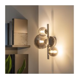 Brilagi - Aplică LED de perete MILLA 3xG9/3W/230V crom negru/sticlă fumurie