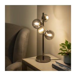 Brilagi - Lampă de masă LED MILLA 4xG9/3W/230V negru-cromat/sticlă fumurie