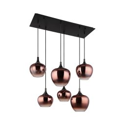 Globo 15548-6HG - Lustru suspendat MAXY pe cablu, 6xE27/40W/230V, finisaj cupru