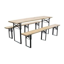 Set mobilier gradina/terasa, pliabil, 1 masa, 2 banci, 175 cm, Dortmund
