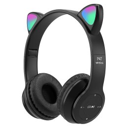 Casti Wireless copii urechi pisica P47M bluetooth handsFree hifi bass stereo LED