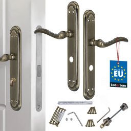 Mâner pentru ușă placă lungă decorat patinat încuietoare pentru toaletă 72 mm