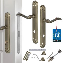 Mâner pentru ușă placă lungă decorat patinat încuietoare pentru toaletă 90 mm