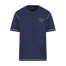 True Religion Tricou albastru marin / alb