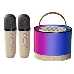 Boxa rotunda de karaoke portabila cu 2 microfoane wireless player muzical CH