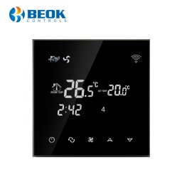 Termostat cu fir pentru aer conditionat BeOk TGT70WIFI-AC2, Aplicatia mobila Smart Life, Compatibil cu sisteme HVAC SmartElectro IntelligentHouse