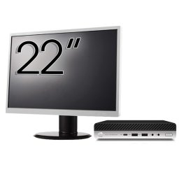 Pachet Calculator Second Hand HP EliteDesk 800 G3 Mini PC, Intel Core i7-7700T 2.90 - 3.80GHz, 8GB DDR4, 256GB SSD, Wi-Fi + Monitor 22 Inch NewTechnology Media