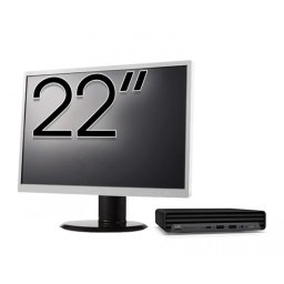 Pachet Calculator Refurbished HP ProDesk 400 G6 Mini, Intel Core i5-10500T 2.30 - 3.80GHz, 8GB DDR4, 256GB SSD + Monitor 22 Inch + Windows 10 Pro NewTechnology Media