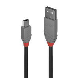 CABLU alimentare si date Lindy pt.smartphone Mini-USB (T) la USB 2.0 (T), 1 m, PVC, negru
