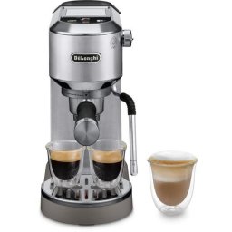 Espressor manual De'Longhi Dedica Duo EC890.M - 0132106349, 15 bari, 1450W, Rezervor apa 1.1l, Matt metallic