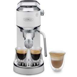 Espressor manual De'Longhi Dedica Duo EC890.WI - 0132106346, 15 bari, 1450W, Rezervor apa 1.1l, Alb-Argintiu