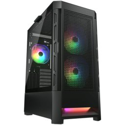 Carcasa pentru PC, COUGAR, Duoface RGB Black, Turn Mid, Panou frontal cu flux de aer, 2 x 140 mm, 1 ventilatoare ARGB de 120 mm, Panoul din stanga TG, Negru