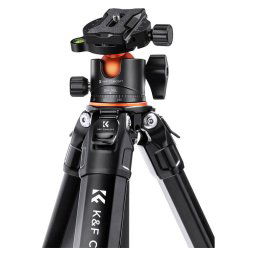 Trepied pentru cameră K&F Concept din aluminiu de 70″ M1+BH-36L – încărcare 15 kg, portabil și flexibil KF09.105V1, Negru