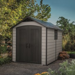 Casuta de gradina, Keter, Gri, colectie Premier, usa dubla, podea, ventilatie