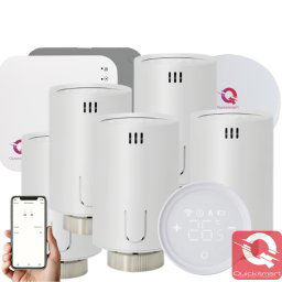 Kit automatizare centrala termica QTV20, Control Smart radiatoare, 5 capuri Termostatate, Receiver, Hub, Wireless, Wifi
