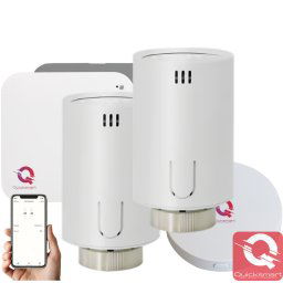 Kit automatizare centrala termica QTV20, Control Smart radiatoare, 2 capuri Termostatate, Receiver, Hub, Wireless, Wifi