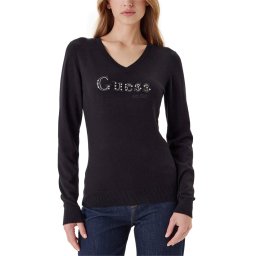 GUESS Tricotaj Ls Vn Kenzie Logo Swtr W5YR24Z2NQ2 jblk jet black a996