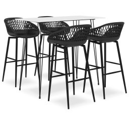 Set mobilier de bar, 5 piese, alb si negru GartenMobel Dekor