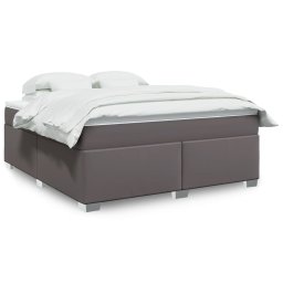 Pat box spring cu saltea, gri, 180x200 cm, piele ecologica GartenMobel Dekor