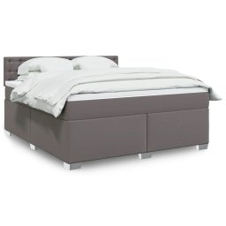 Pat box spring cu saltea, gri, 180x200 cm, piele ecologica GartenMobel Dekor