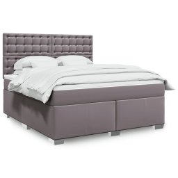 Pat box spring cu saltea, gri, 180x200 cm, piele ecologica GartenMobel Dekor