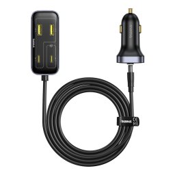 3xUSB-C + 3x USB-A PD 3.0 QC 3.0 Extensie Cablu 1.5m Backseat Pal L1 110W Negru