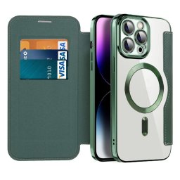 Husa Husa pentru iPhone 14 Pro Max - Techsuit SmartMag Book Case - Green