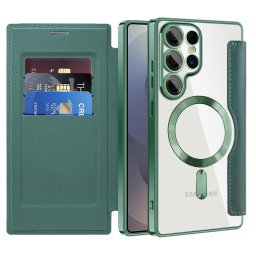 Husa Techsuit SmartMag Book - Husă tip carte (flip) - compatibil cu Samsung Galaxy S25 Ultra - culoare Verde