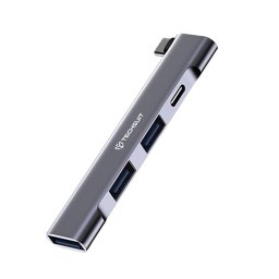 Hub USB-C la 2x USB 2.0, 1x USB 3.0, 1x Type-C, 60W - Techsuit ZenithDock 4 in 1 (H12) - Gray