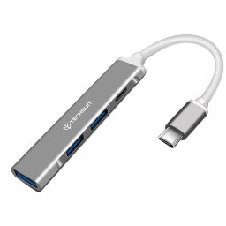 Hub USB-C la 1x USB 3.0, 2x USB 2.0, 1x Type-C - Techsuit PolarisBridge 4 in 1 (H18) - Gray/White