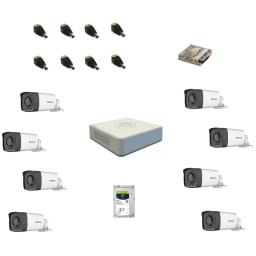Kit de supraveghere 8 camere Hikvision cu microfon