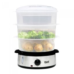 iHunt Aparat De Gatit La Abur Bro Xxl 9l, 800 W, Cronometru 60 Min, 3 Cosuri De Gatit, Protectie, Silver