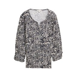 TOM TAILOR Tricou bej / albastru marin / alb