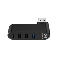 Hub Multiport, USB la 3x USB, 1x Type-C, 180° Rotation - Techsuit SplitterNode 4 in 1 (H17) - Black