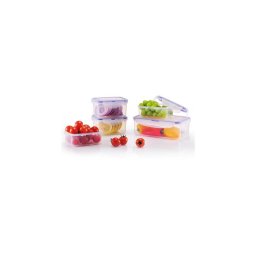 Set de 5 recipiente pentru alimente LOCK, albastru/transparent