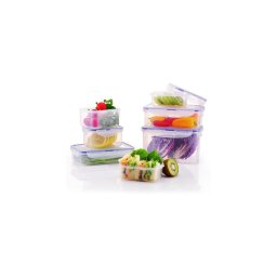 Set de 7 cutii pentru alimente LOCK, albastru/transparent