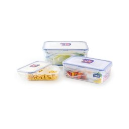 Set de 3 recipiente pentru alimente LOCK, albastru/transparent