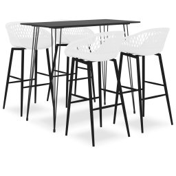 Set mobilier de bar, 5 piese, negru si alb GartenMobel Dekor