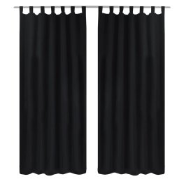 Draperii micro-satin cu bride, 2 buc, 140 x 225 cm, negru GartenMobel Dekor