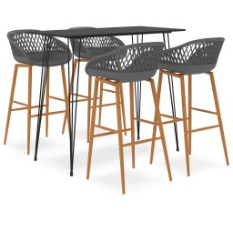 Set mobilier de bar, 5 piese, negru si gri GartenMobel Dekor