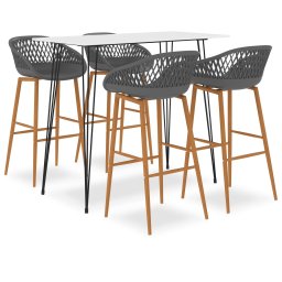Set mobilier de bar, 5 piese, alb si gri GartenMobel Dekor