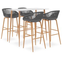 Set mobilier de bar, 5 piese, alb si gri GartenMobel Dekor