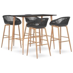 Set mobilier de bar, 5 piese, negru si gri GartenMobel Dekor