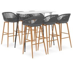 Set mobilier de bar, 7 piese, alb si gri GartenMobel Dekor