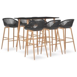 Set mobilier de bar, 7 piese, negru si gri GartenMobel Dekor