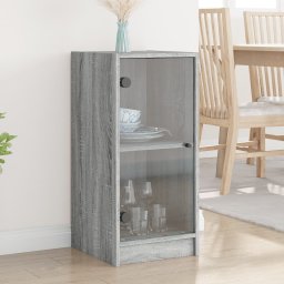 Dulap lateral cu usi din sticla, gri sonoma, 35x37x75,5 cm GartenMobel Dekor