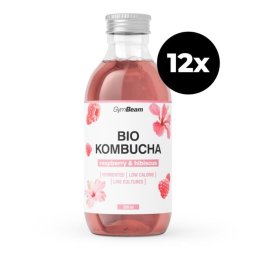 GymBeam BIO Kombucha 12 x 330 ml zmeură & hibiscus