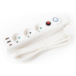 Prelungitor cu întrerupător 3Z tip E + 2xUSB-A + 1xUSB-C 1,5m