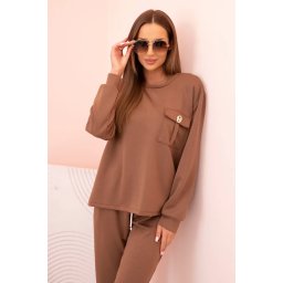 Kesi Włoski Women's set butter hoodie and pants with elastic camel