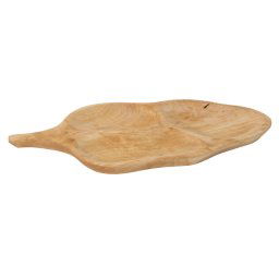 Platou pentru servire, din lemn de arin, in forma de frunza, 52x26cm / EXT 1039